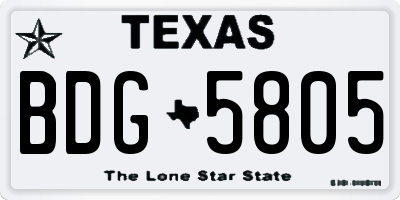 TX license plate BDG5805