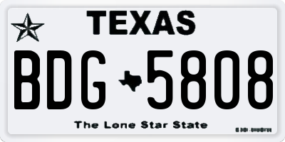 TX license plate BDG5808