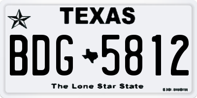 TX license plate BDG5812
