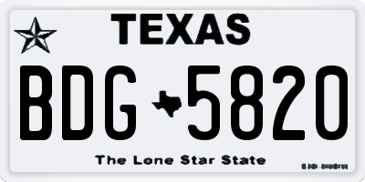TX license plate BDG5820