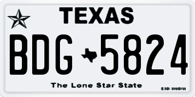 TX license plate BDG5824