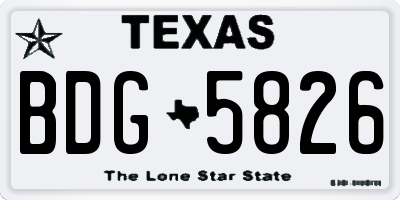 TX license plate BDG5826