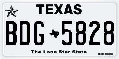 TX license plate BDG5828