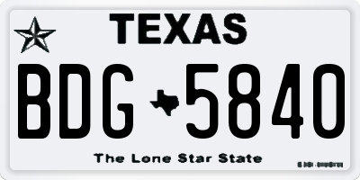 TX license plate BDG5840