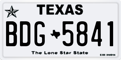 TX license plate BDG5841