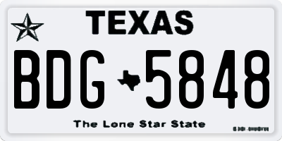 TX license plate BDG5848