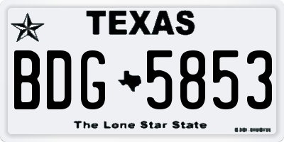TX license plate BDG5853
