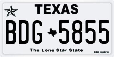 TX license plate BDG5855