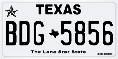 TX license plate BDG5856
