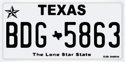 TX license plate BDG5863