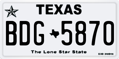 TX license plate BDG5870