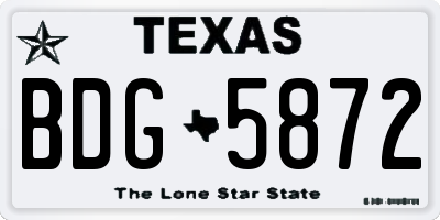 TX license plate BDG5872