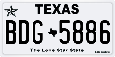 TX license plate BDG5886