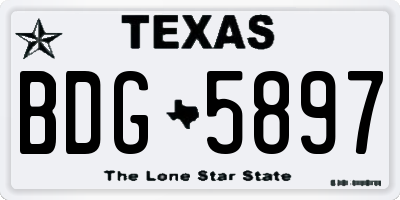 TX license plate BDG5897