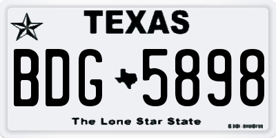 TX license plate BDG5898