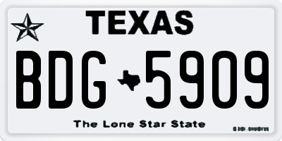 TX license plate BDG5909