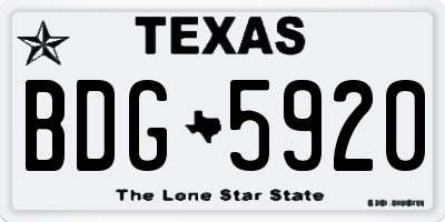 TX license plate BDG5920