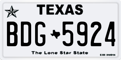 TX license plate BDG5924