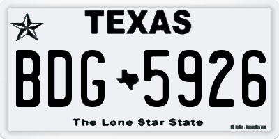TX license plate BDG5926