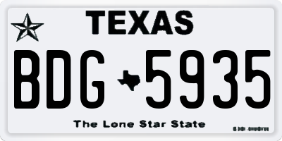 TX license plate BDG5935