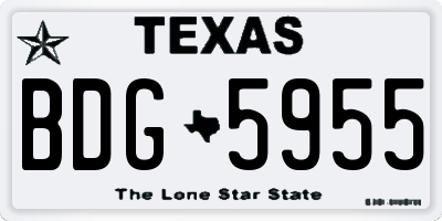 TX license plate BDG5955