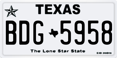 TX license plate BDG5958