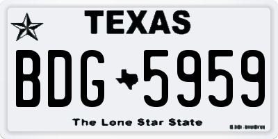 TX license plate BDG5959