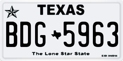 TX license plate BDG5963