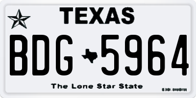 TX license plate BDG5964