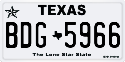 TX license plate BDG5966
