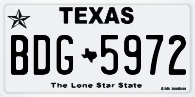 TX license plate BDG5972