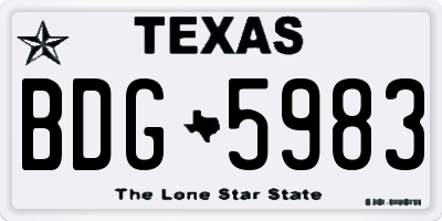 TX license plate BDG5983