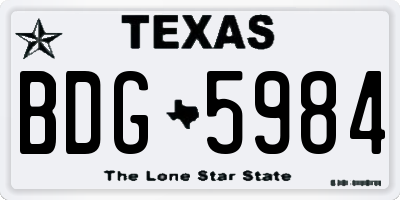 TX license plate BDG5984