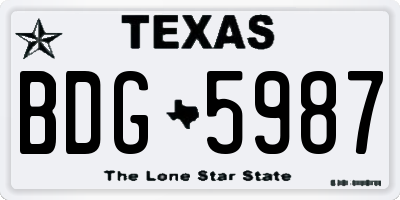 TX license plate BDG5987