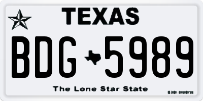 TX license plate BDG5989