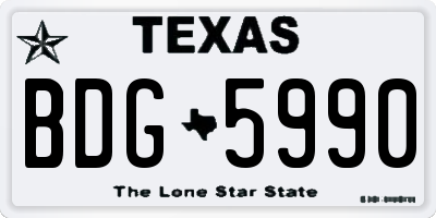 TX license plate BDG5990