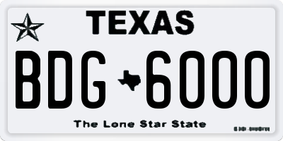 TX license plate BDG6000