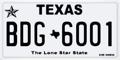 TX license plate BDG6001