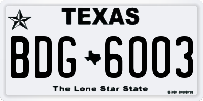 TX license plate BDG6003