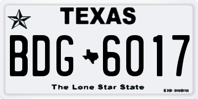 TX license plate BDG6017
