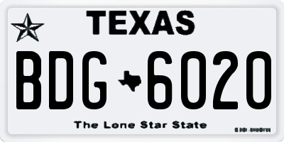 TX license plate BDG6020