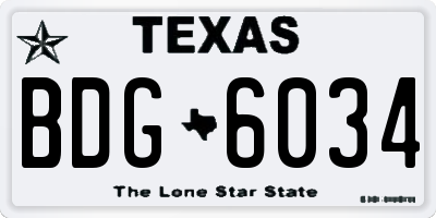 TX license plate BDG6034