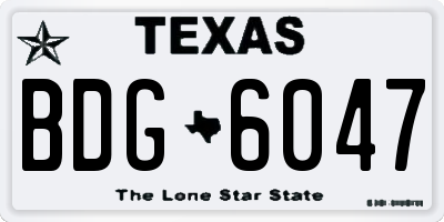 TX license plate BDG6047