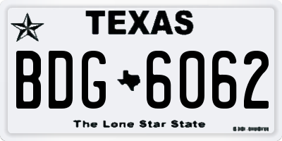 TX license plate BDG6062