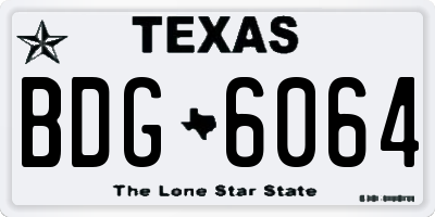 TX license plate BDG6064