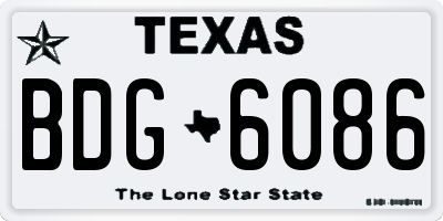 TX license plate BDG6086