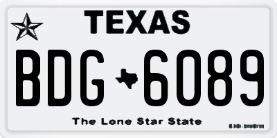 TX license plate BDG6089