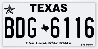 TX license plate BDG6116