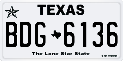 TX license plate BDG6136