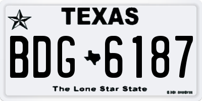 TX license plate BDG6187